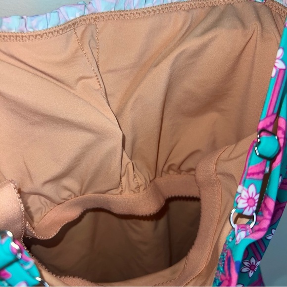 J. Crew Smocked One Piece Swimsuit Turquoise and Pink Size XS - Picture 7 of 14